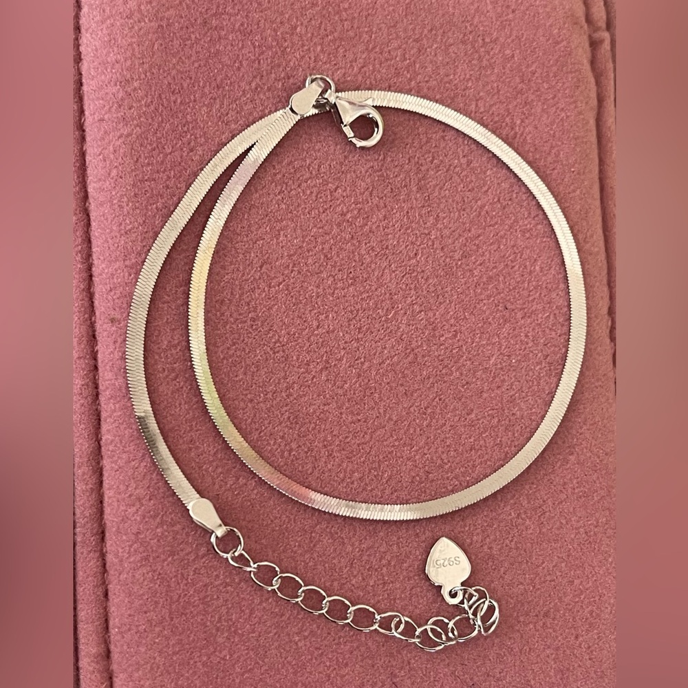 925 Sterling Silver Irregular Minimalist Anklet #E6-1418
